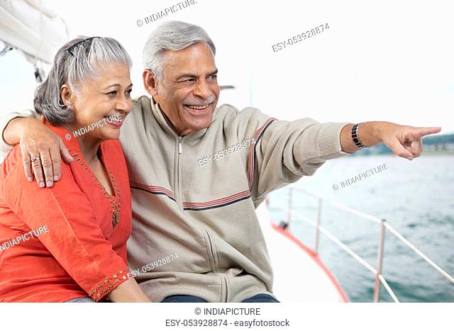 Old couple looking at something