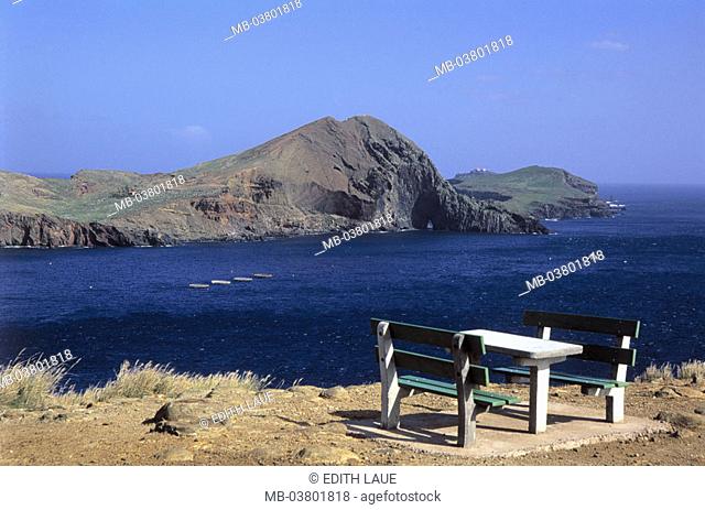 Portugal, island Madeira, coast,  Ostkap, Ponta de Sao Lourenco,  Overlook, resting place,  Sea, Atlantic, Atlantic island, East coast, headland, outlook