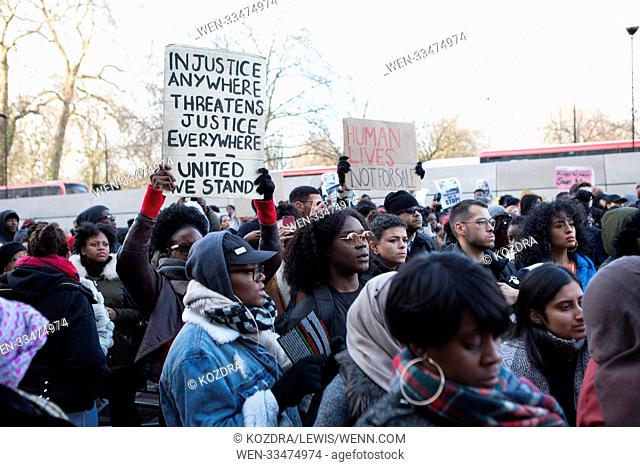 African Lives Matter anti slavery march from Belgrave Square to Libyan Embassy Featuring: Atmosphere Where: London, United Kingdom When: 09 Dec 2017 Credit:...