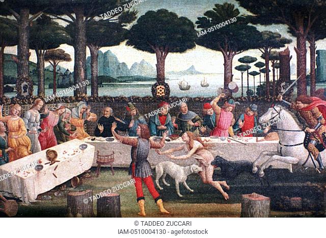 History of Nastagio degli onesti III', c1444-1510  Found in the collection of the Museo Nacional del Prado, Madrid