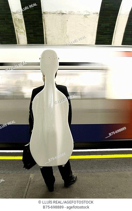 Music, underground station, tube station, London, England, U.K
