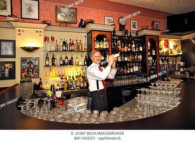 Bar-Keeper, Mephisto-Bar in the Maedler Passage arcade, Auerbach's Cellar, Leipzig, Saxony, Germany, Europe