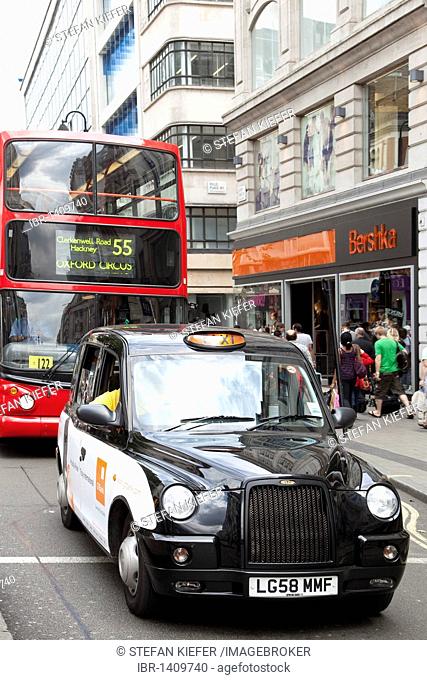 Double-decker bus on Oxford Street in London, England, United Kingdom, Europe