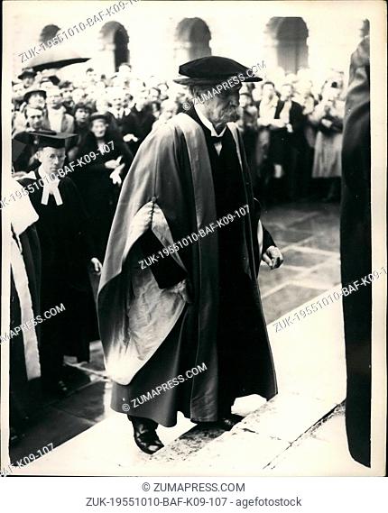 Oct. 10, 1955 - Dr. Schweitzer receives degree at Cambridge. Dr. Albert Schweitzer, the world famous french missionary, physician and musician