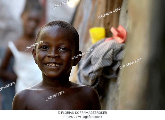 Laughing boy, Camp Icare for earthquake refugees, Fort National, Port-au-Prince, Haiti