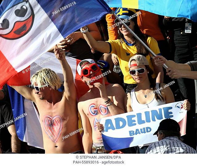 Supporters cheer during the womens slalom at the Alpine Skiing World Championships in Vail - Beaver Creek, Colorado, USA, 14 February 2015