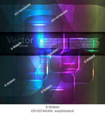 Background texture with glowing frames and splines for themes of science, computers and technology