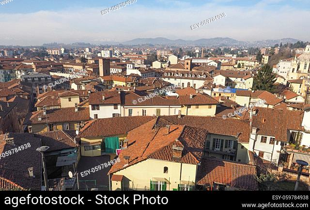 Aerial view of the city of Chieri from the Chiesa di San Giorgio meaning St George church