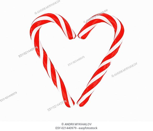 Heart made from christmas candies isolated