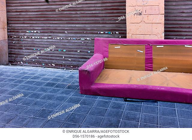 Abandoned Sofa in the street, Valencia, Spain