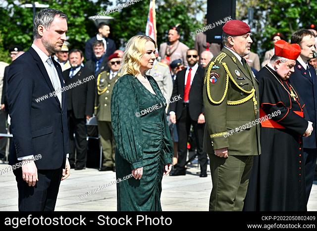 L-R Prague Mayor Zdenek Hrib, Czech Defence Minister Jana Cernochova, Chief of staff Ales Opata and Cardinal Dominik Duka attend the commemorative event marking...