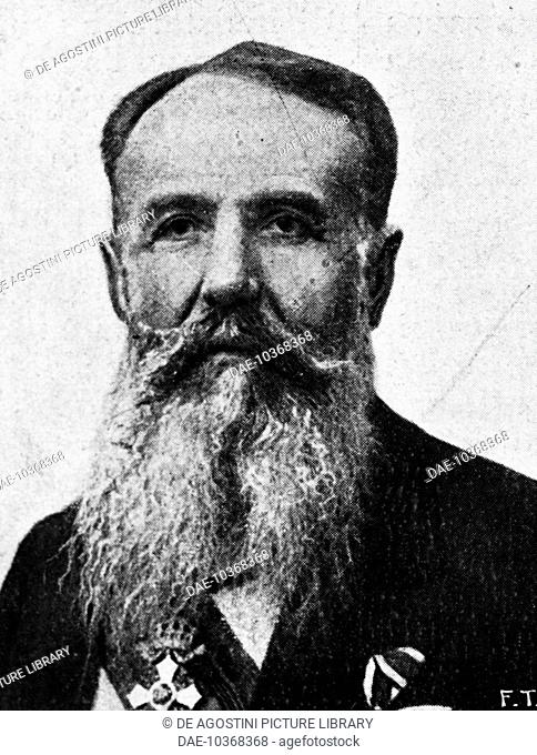 Portrait of Nikola Pasic (1846-Belgrade, 1926), Serbian politician, prime Minister of the Kingdom of the Serbs, Croats and Slovenes (future Yugoslavia)