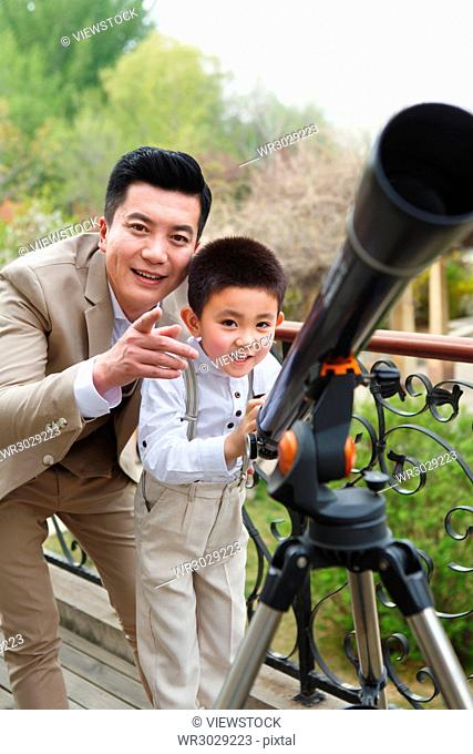 The father and son used an astronomical telescope on the terrace