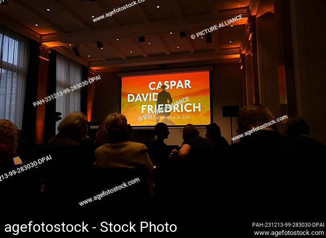 13 December 2023, Hamburg: Media representatives sit in a press conference for the anniversary exhibition on Caspar David Friedrich at the Hamburger Kunsthalle