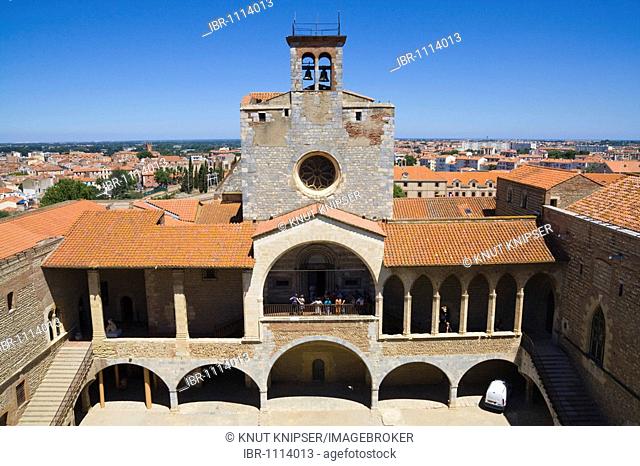 Front of the east wing, palace of the Kings of Mallorca, Perpignan, Pyrenees-Orientales, Roussillon, Languedoc-Roussillon, South France, France