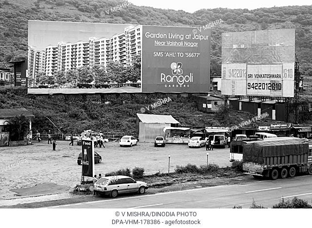 Advertising Hoarding Rangoli Gardens Toll Naka Mumbai Pune Expressway Maharashtra India Asia Sept 2011