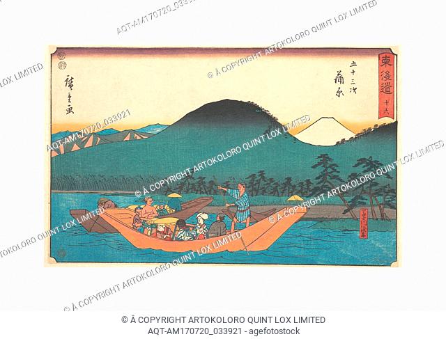 æ±æµ·é“äº”åä¸‰æ¬¡ã€€è’²åŽŸã€€å¯Œå£«å·æ¸¡èˆŸ, Kambara, Edo period (1615â€“1868), ca. 1840, Japan, Polychrome woodblock print; ink and color on paper