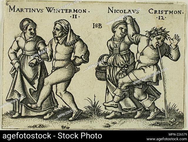 November and December, plate 6 from The Peasants' Feast, or The Twelve Months - 1546 - Sebald Beham German, 1500-1550 - Artist: Hans Sebald Beham