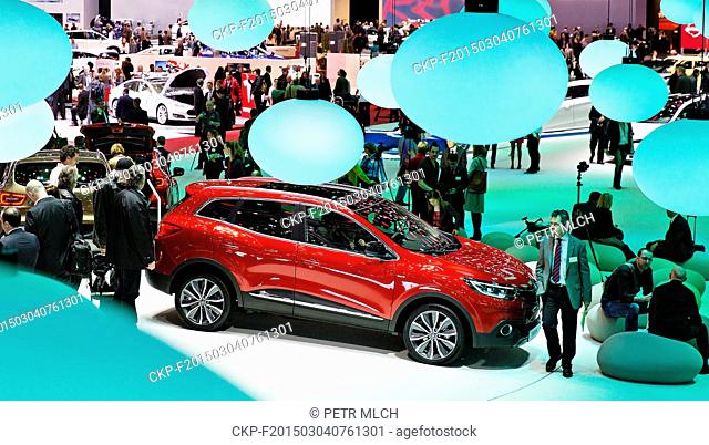 The new Renault Kadjar at automaker Renault stand during the second day of International Geneva motorshow, Switzerland on March 4, 2015