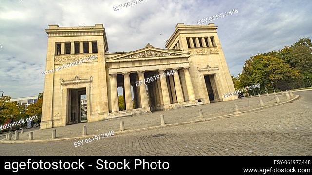 Propylaea, City Gate, 19th Century Doric Order, Street Scene, Königsplatz, Munich, Bavaria, Germany, Europe