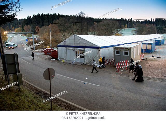 A heated emergency tent is seen at the German-Austrian border crossing near Hanging, Austria, 3 November 2015. Temperatures have dropped below zero degrees in...
