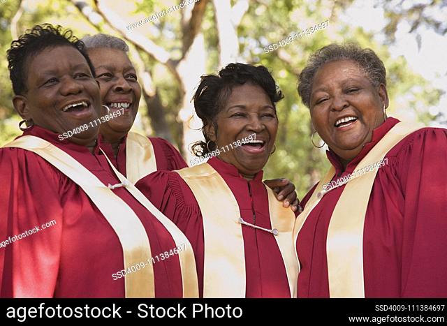 Senior African women singing in choir
