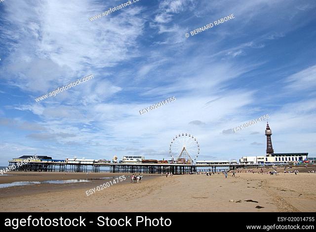 Central Pier and Blackpool Tower from the Beach