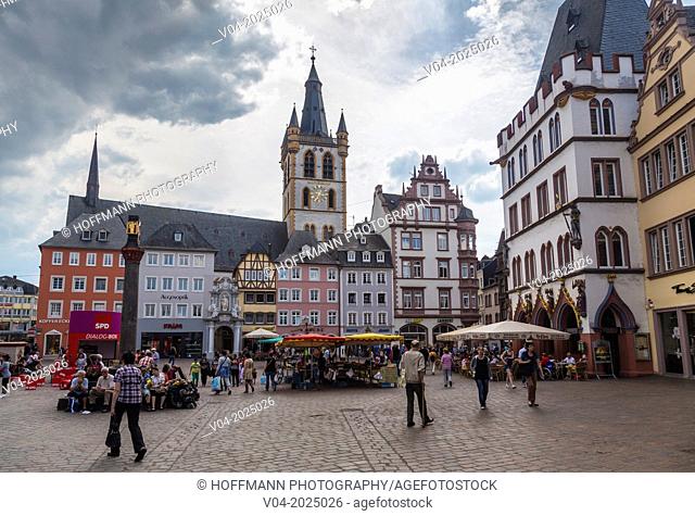 St. Gangolf church and market square in Trier (Treves), Rhineland-Palatinate, Germany, Europe