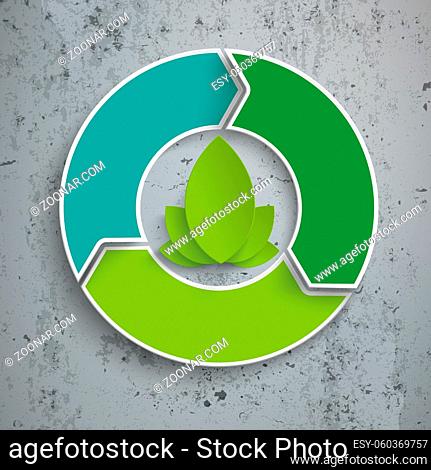 Colored ring with 3 options on the concrete background. Eps 10 vector file