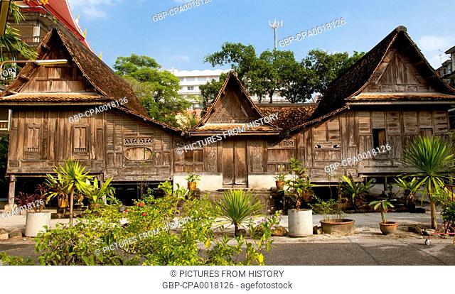 Thailand: Southern-style wooden Thai house, Wat Sao Thong, Nakhon Sri Thammarat