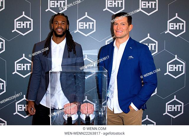Fomer NFL player Sidney Rice and NY Giants player Steve Weatherford attend the EHT press conference at The Chelsea Stratus Featuring: Sidney Rice