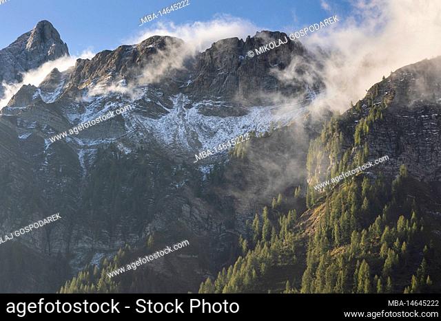 Europe, Italy, Alps, Dolomites, View from Passo Valles