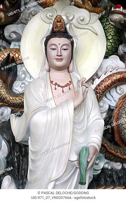 Quan Am, the Bodhisattva of compassion or goddess of Mercy. Statue.  Can Tho. Vietnam