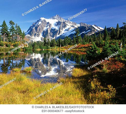 Mt. Shuksan from Picture Lake. North Cascades National Park. Whatcom County. Washington. USA