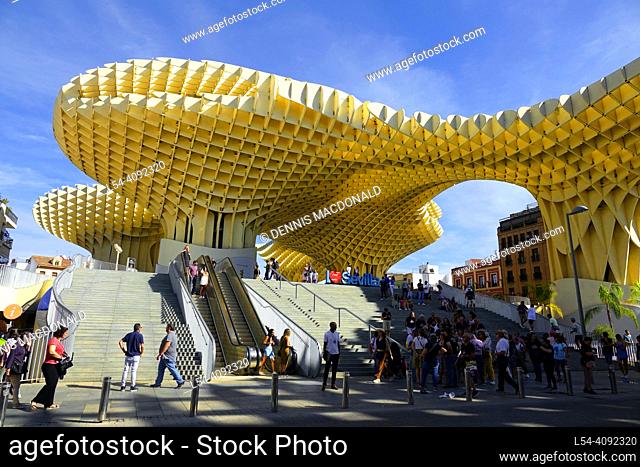 The Metropol Parasol walkway Seville Spain is the capital and largest city of the Spanish autonomous community of Andalusia and the province of Seville
