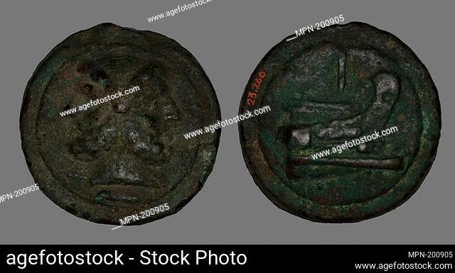 As (Coin) Depicting the God Janus - 225/217 BC - Roman - Artist: Ancient Roman, Origin: Roman Empire, Date: 225 BC–217 BC, Medium: Bronze, Dimensions: Diam