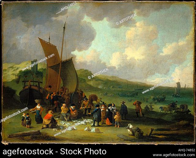 Künstler: Bout, Peeter, 1640-1719 Titel: Strand mit heimkehrenden Fischern, 1677 Technik: Öl auf Leinwand Maße: 49, 1 x 67, 4 cm Standort: Städel Museum
