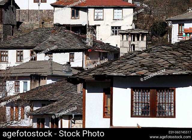Houses of the Rhodope village of Shiroka Laka, Bulgaria