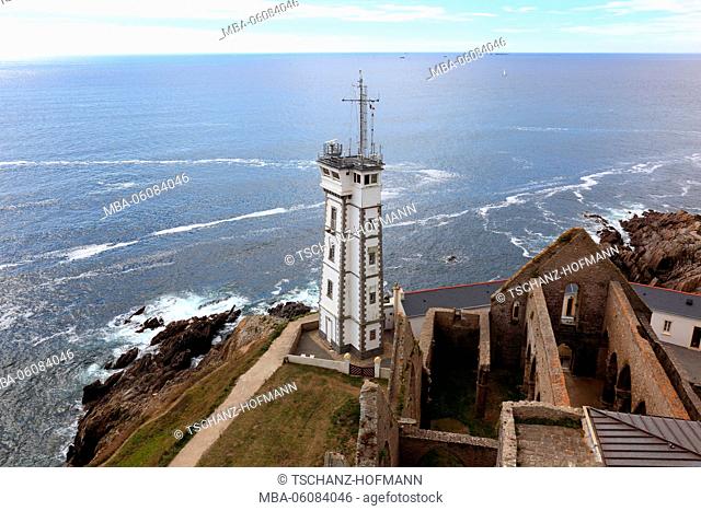 France, region of Brittany, in the La Pointe Saint-Mathieu, view from the lighthouse to the Semaphore