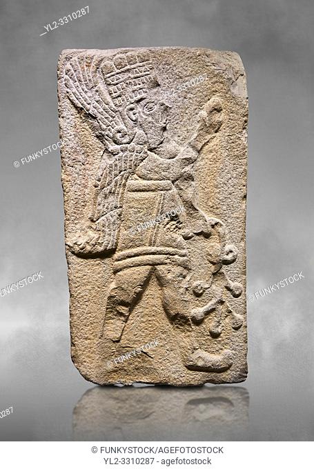 Aslantepe Hittite relief sculpted orthostat stone panel. Limestone, Aslantepe Malatya, 1200-700 B. C. Anatolian Civilizations Museum, Ankara, Turkey