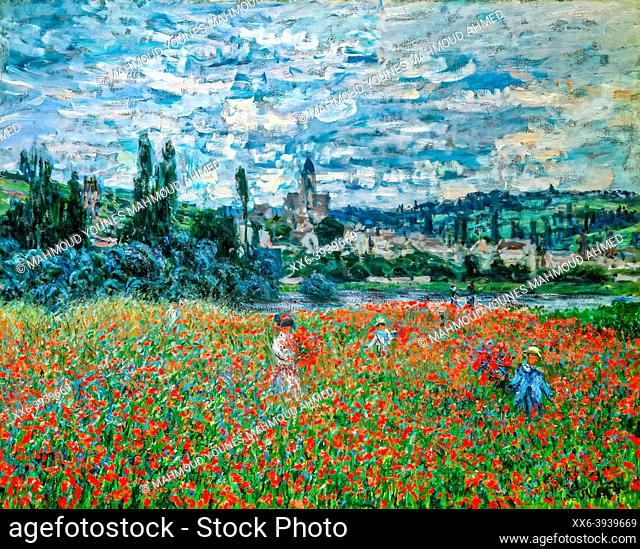 Claude Monet , Poppy Field near Vétheuil (French: Les Coquelicots près de Vétheuil) is an oil painting on canvas 1879 - by a French painter and graphic artist