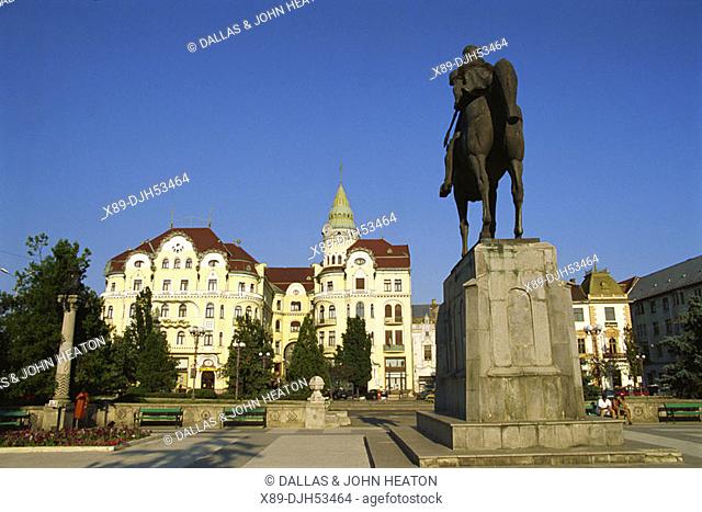Romania, Crisana Region, Bihor County, Oradea, Piata Unirii, Town Square, Mihai Viteazul Statue