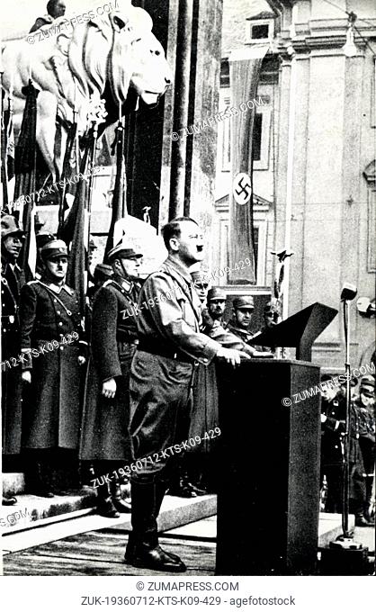 July 12, 1936 - Berlin, Germany - ADOLF HITLER Imperial Chancellor of Germany and the leader of the Nazi Party. Hitler was the Fuhrer und Reichskanzler of...