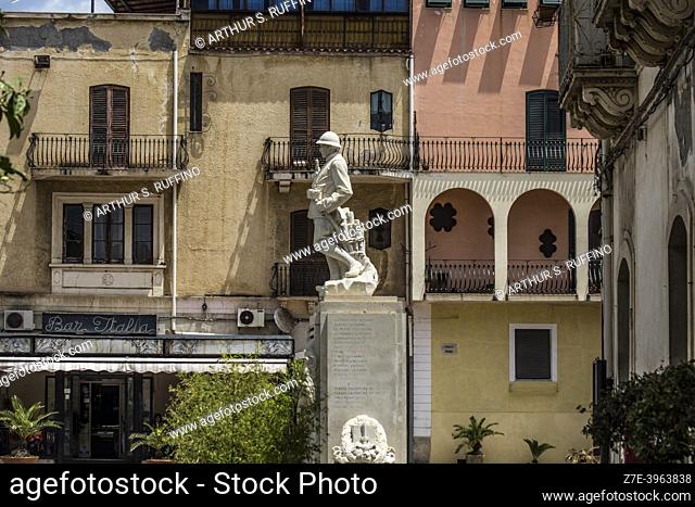 Monument Dedicated to the Fallen of Giardini. Giardini Naxos, Metropolitan City of Messina, Sicily, Italy