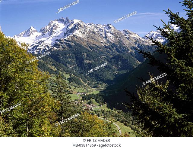 Switzerland, Bernese Oberland, Sustenstraße,  Gadmental, Gadmen, , gaze, Fünffingerstöck, Grassengrat, autumn,  highland, mountains, summits snow-covered