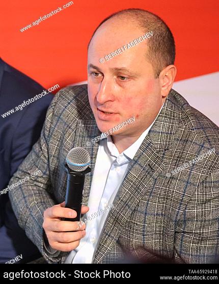 RUSSIA, MOSCOW - DECEMBER 20, 2023: Irteya CEO Dmitry Lakontsev attends the opening of a 5G testing area during the Russia Expo international exhibition and...