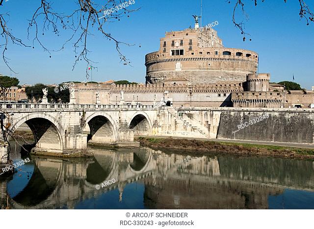 Saint Angel Castle, Saint Angel Bridge, Rome, Lazio, Italy / Castel Sant' Angelo, Castle of the Holy Angel, Mausoleum of Hadrian, Ponte Sant'Angelo