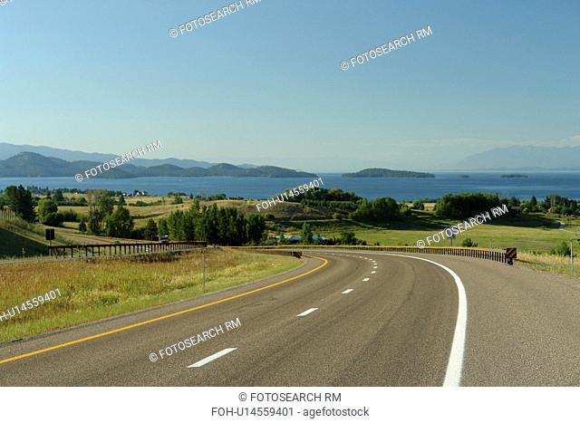 Polson, MT, Montana, Flathead Indian Reservation, Mission Valley, Flathead Lake, road