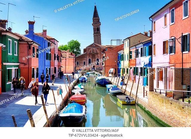 Italy, Veneto, Venice, Burano Island, San Martino church