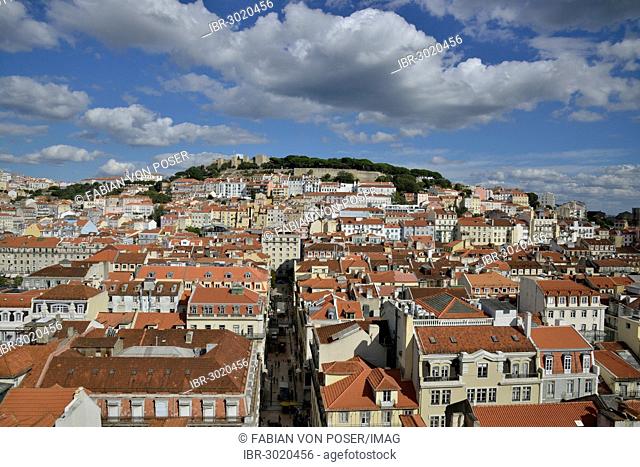 View over the historic Alfama district towards Castelo de Sao Jorge Castle